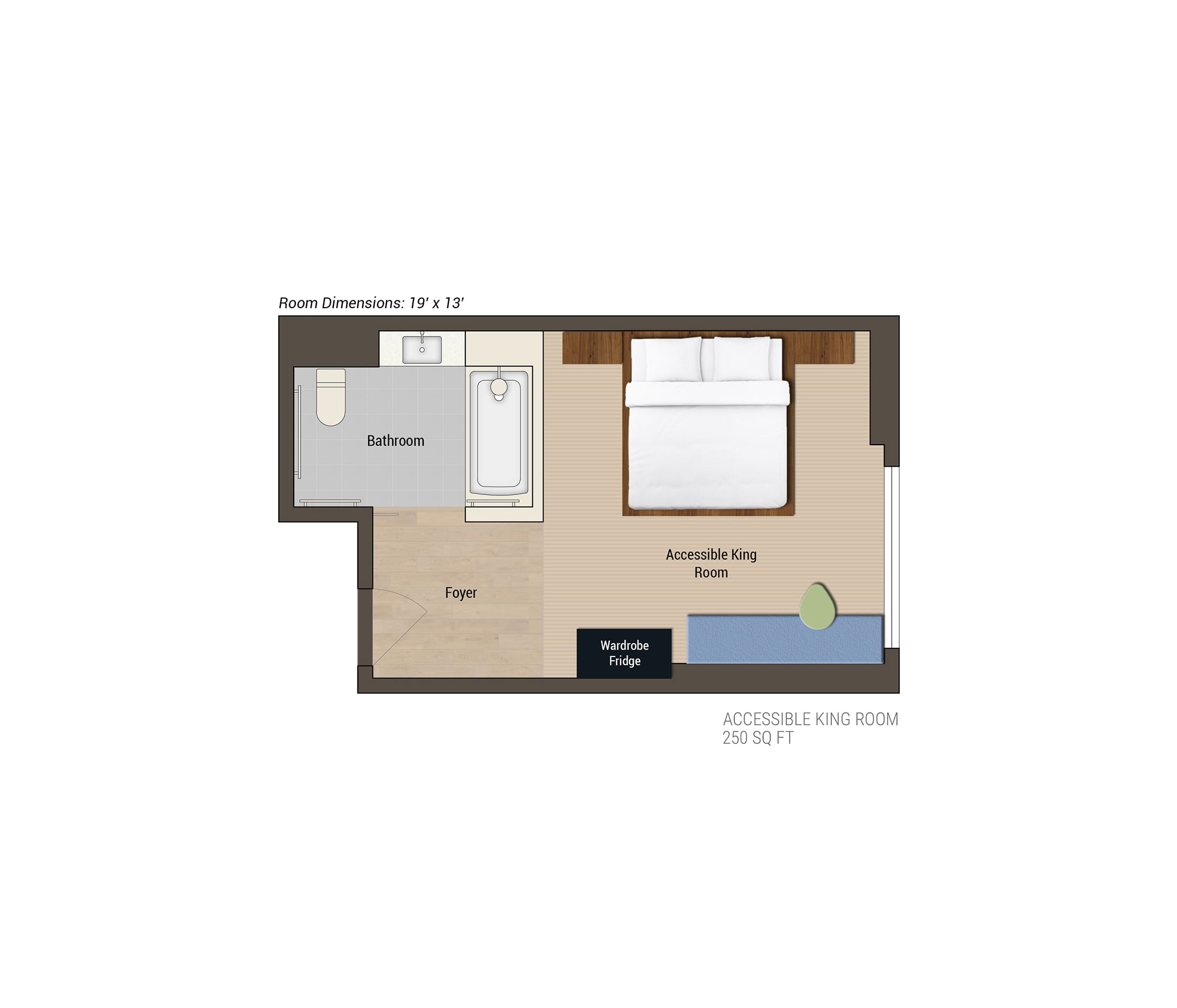 Arlo Midtown Accessible King hotel room flooplan
