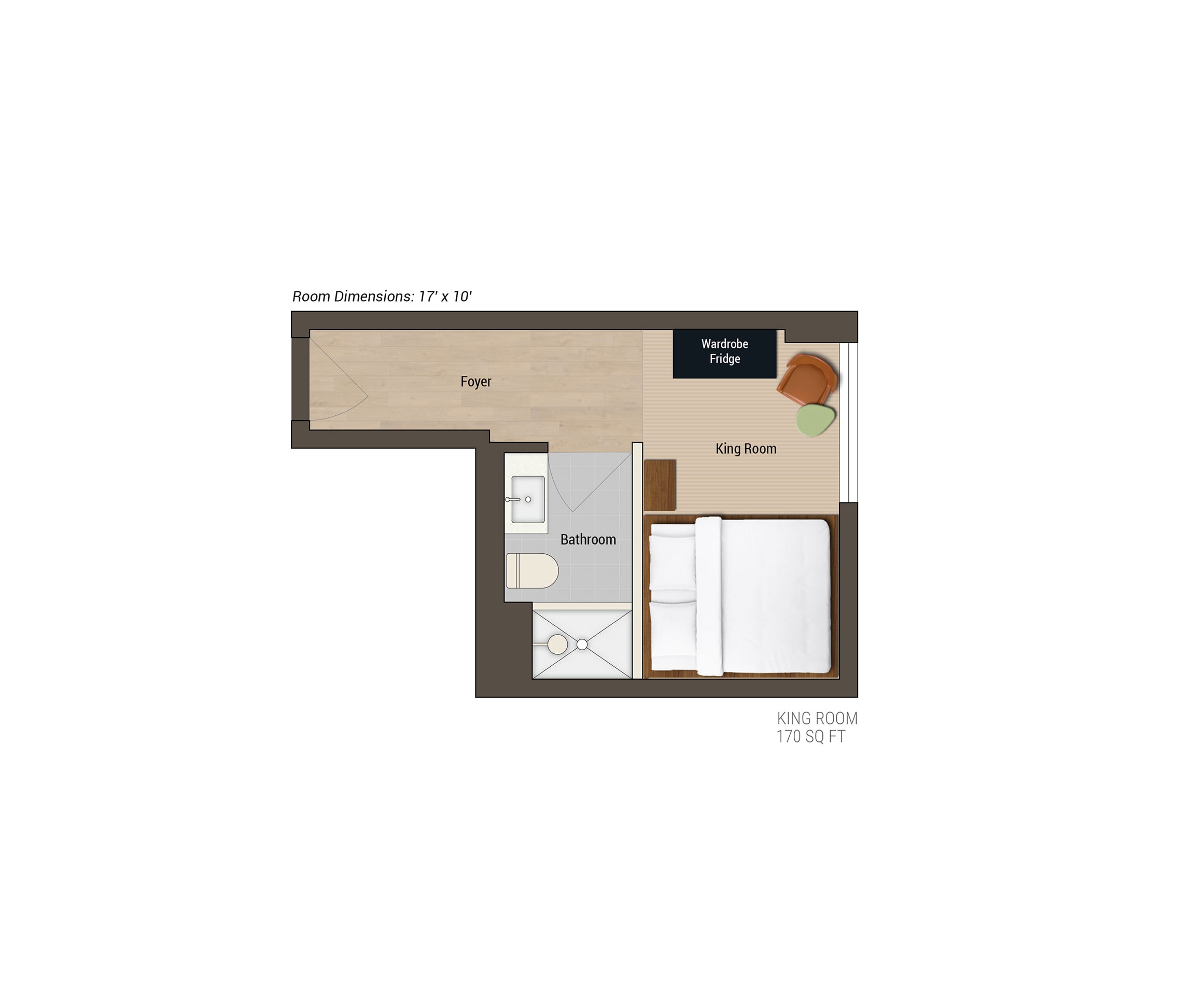 Arlo Midtown King hotel room flooplan